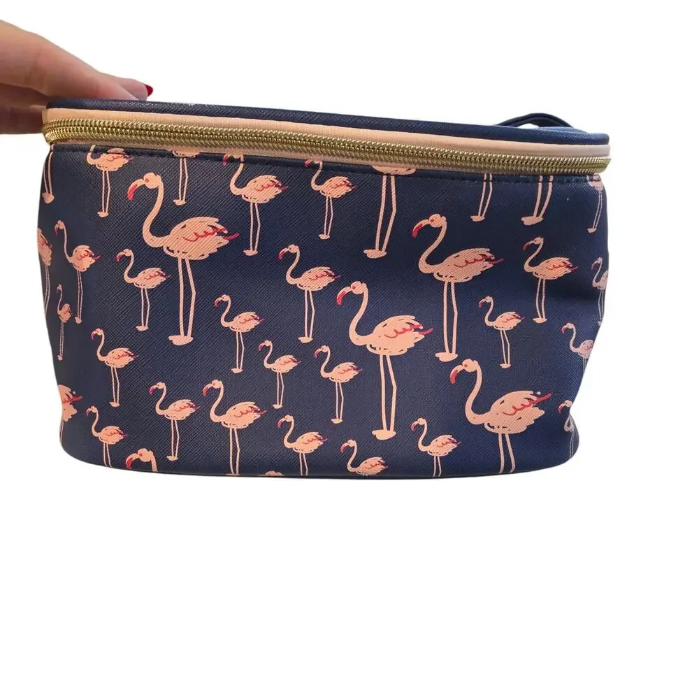 Clementine & Jane Flamingo Print Makeup Toiletries Dop Kit Lined Zipper Bag